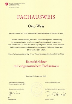 Fahrlehrer der Bootsschule: Diplom Fahrlehrer der Bootsschule: Diplom